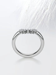 Round Cut Moissanite Curved Diamond Wedding Band in White Gold Mapple Gems